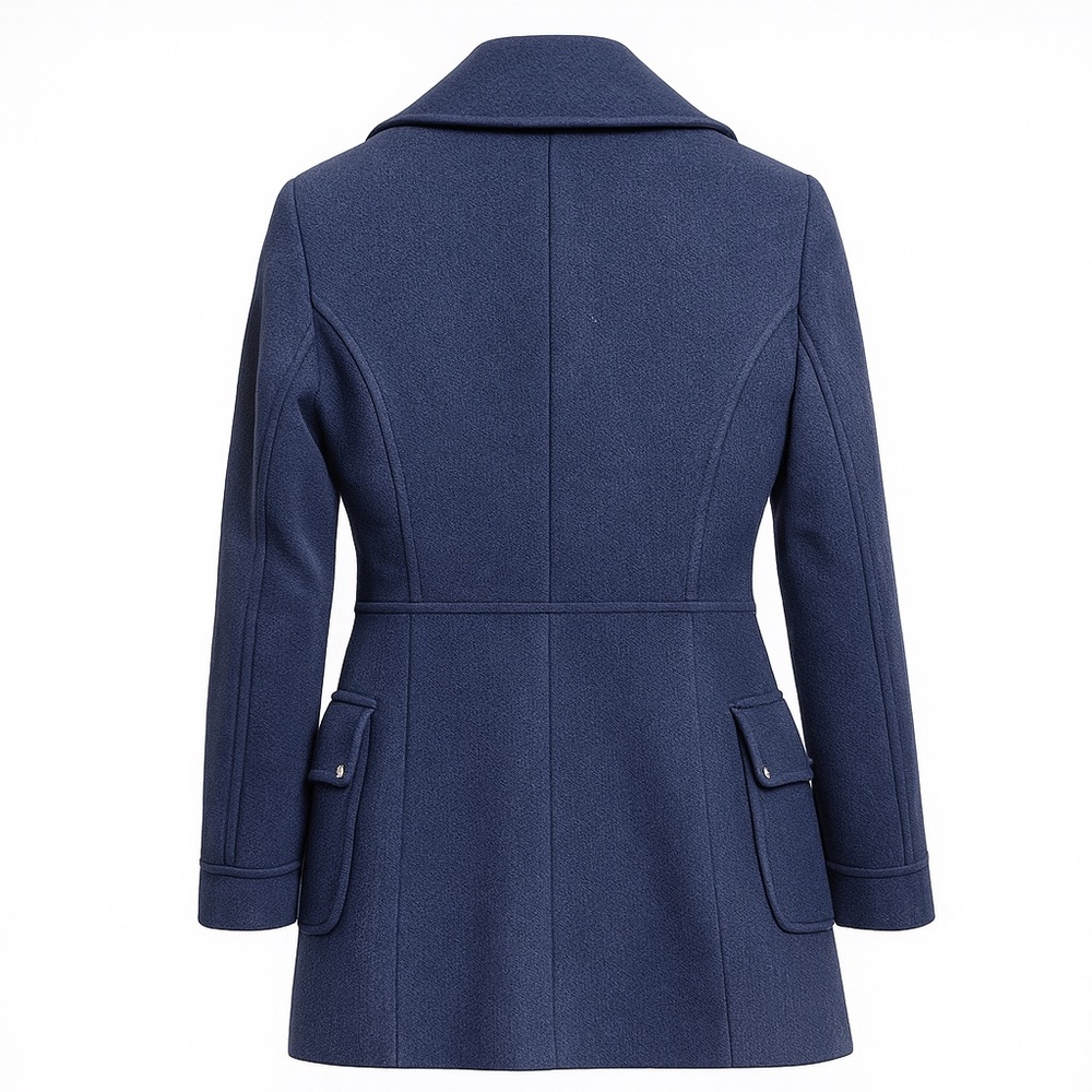 Love Moschino Navy Wool Coat – Classic Tailored Designer Style Size S - Picture 3 of 14